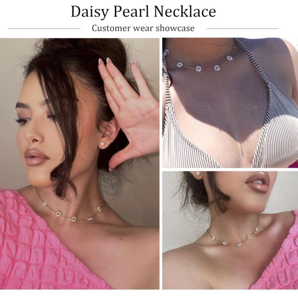 SmileBelle Daisy Pearl Necklace - Image 4